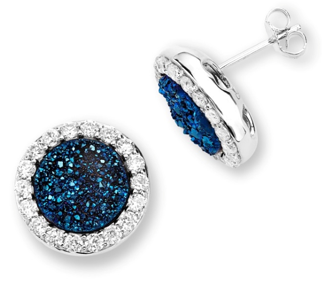 CZ Earrings, Rhodium Plated Sterling Silver