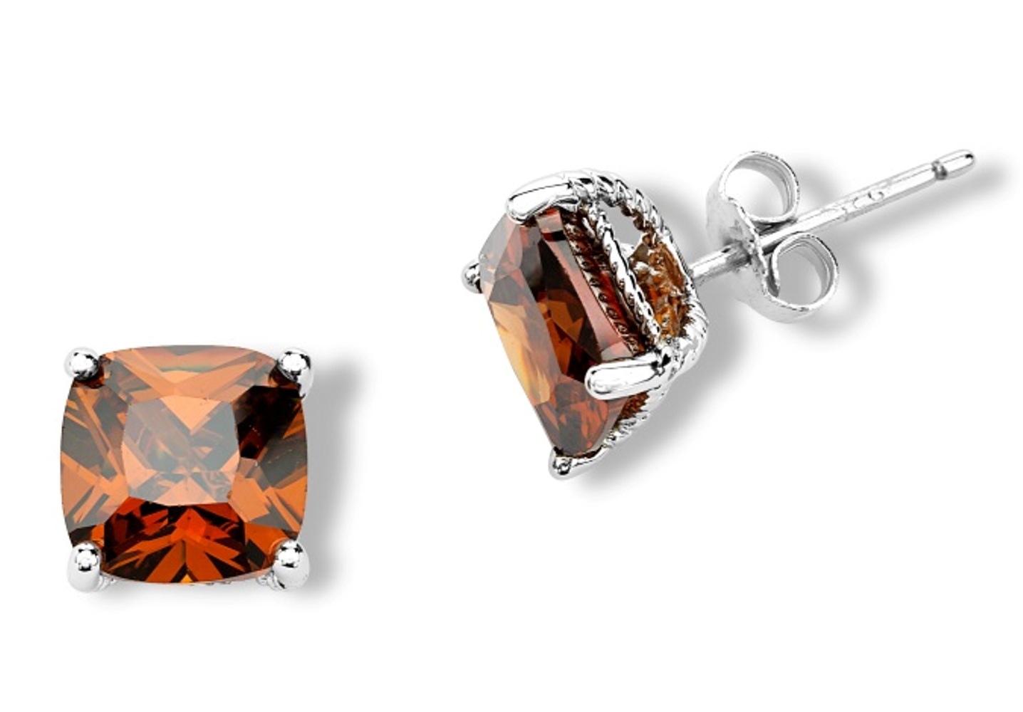 CZ Earrings, Rhodium Plated Sterling Silver