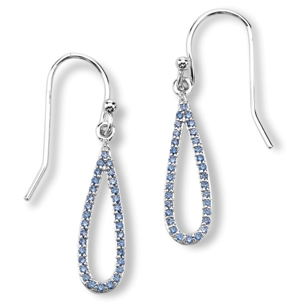 CZ Earrings, Rhodium Plated Sterling Silver