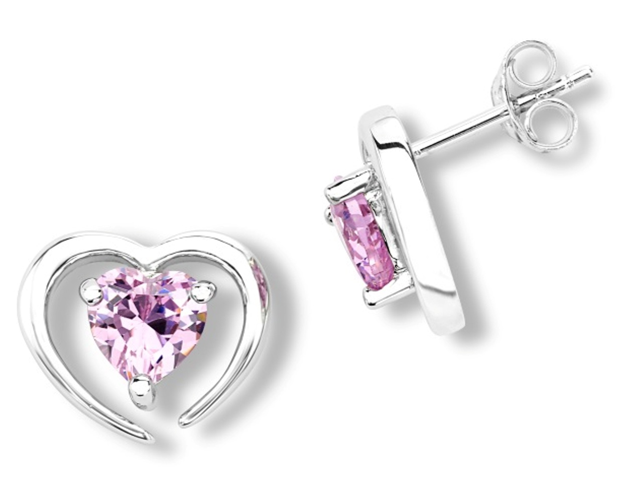 CZ Earrings, Rhodium Plated Sterling Silver