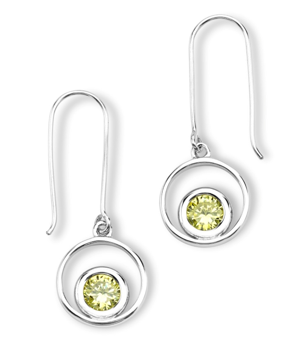 CZ Earrings, Rhodium Plated Sterling Silver