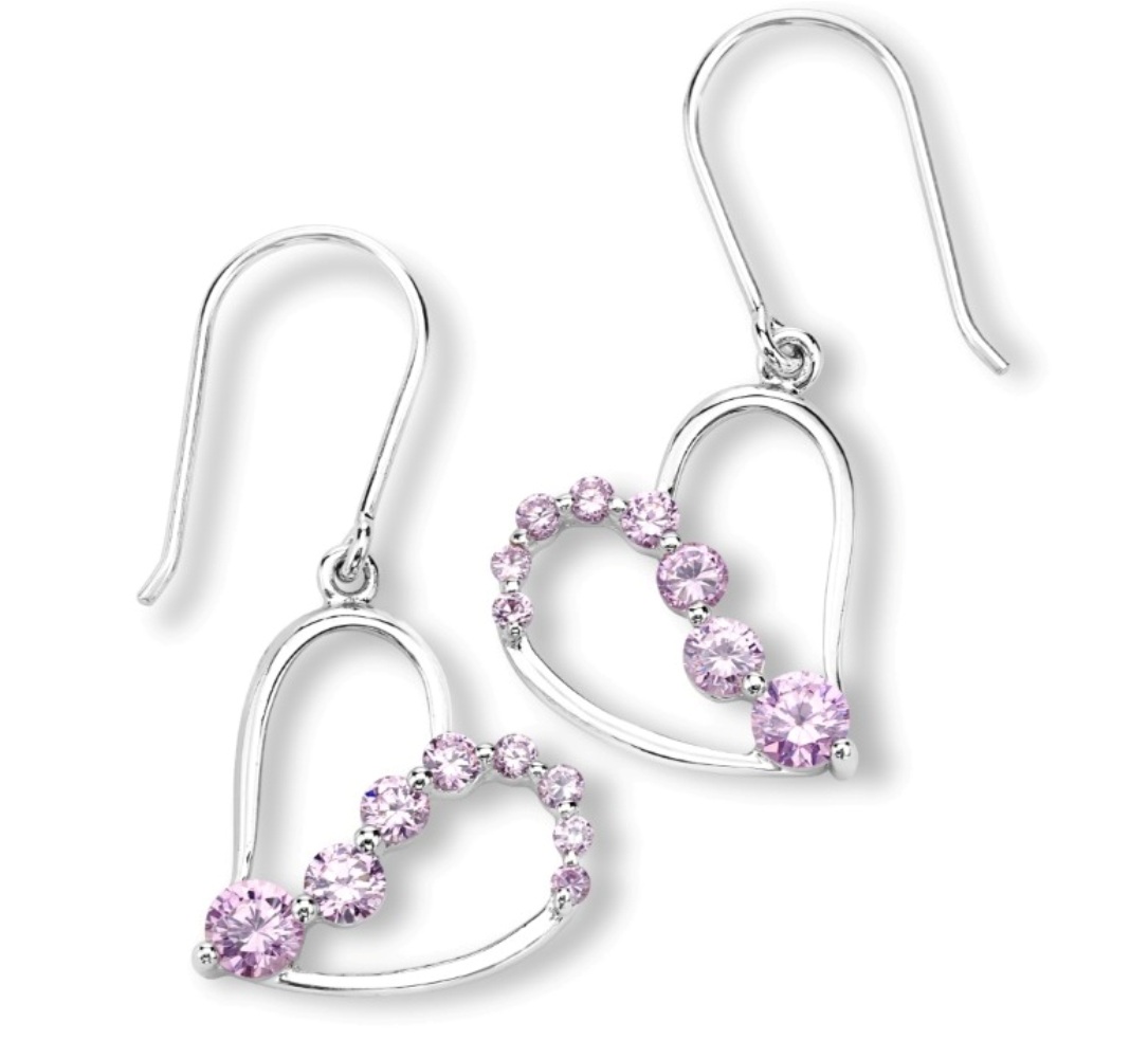 CZ Earrings, Rhodium Plated Sterling Silver