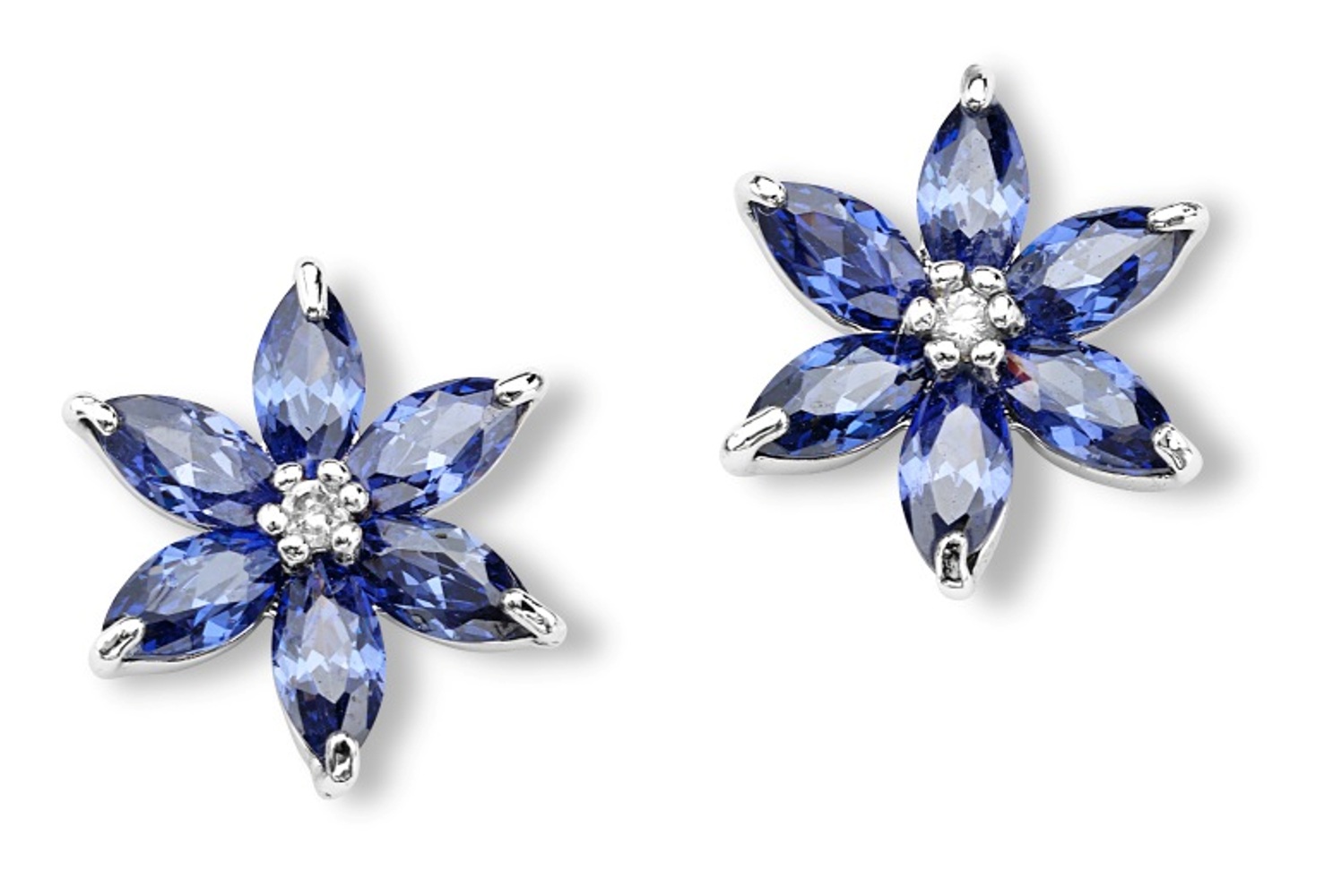 CZ Earrings, Rhodium Plated Sterling Silver