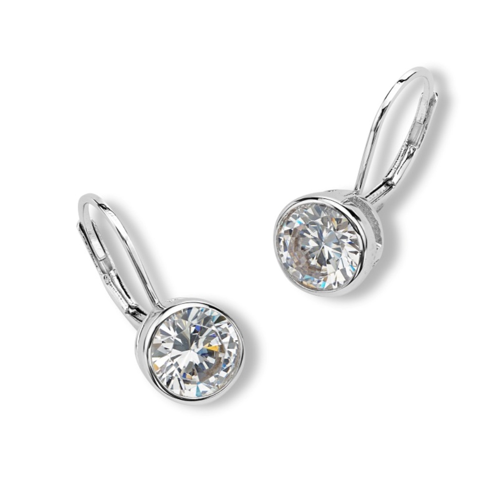 White Topaz Earrings, Rhodium Plated Sterling Silver