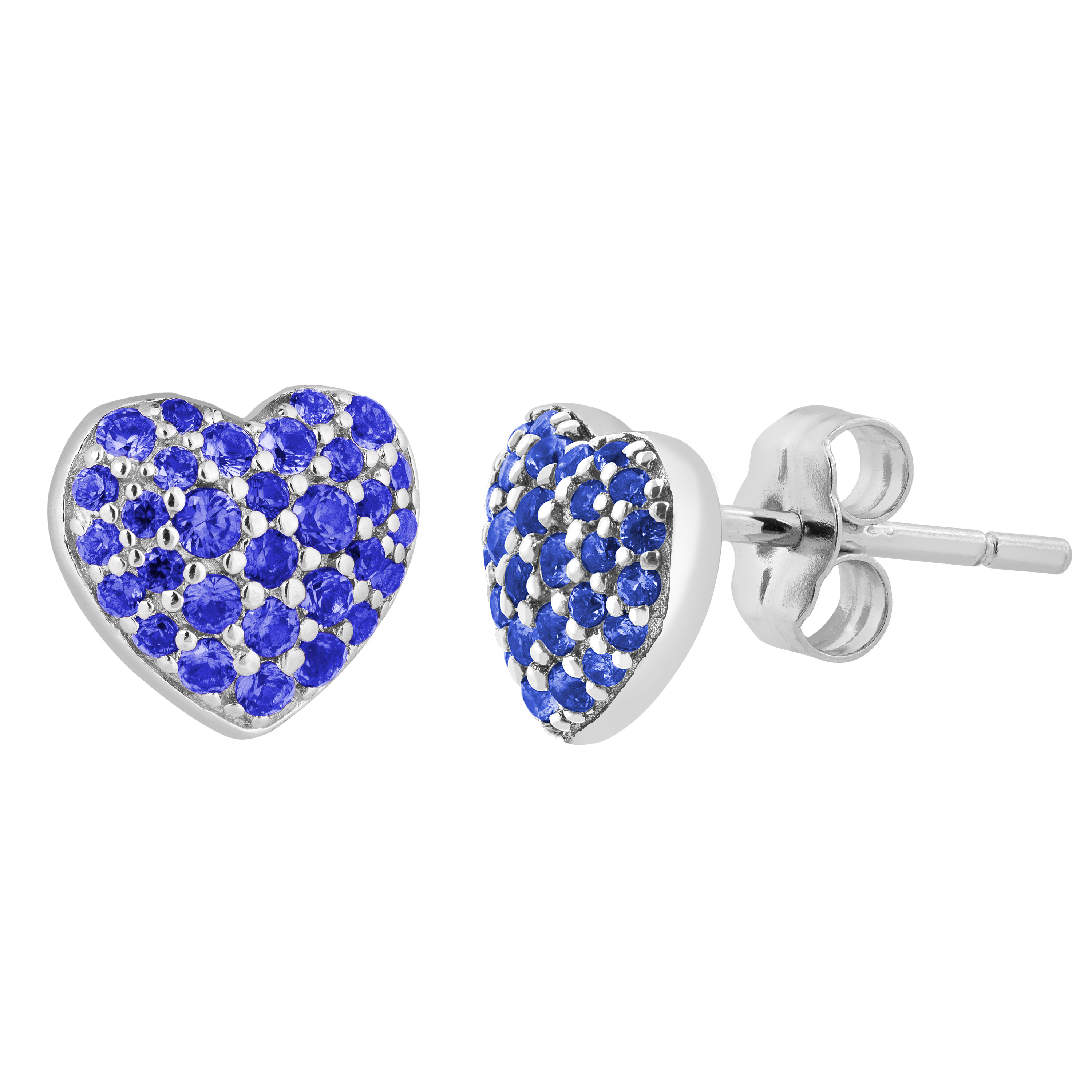 CZ Earrings, Rhodium Plated Sterling Silver