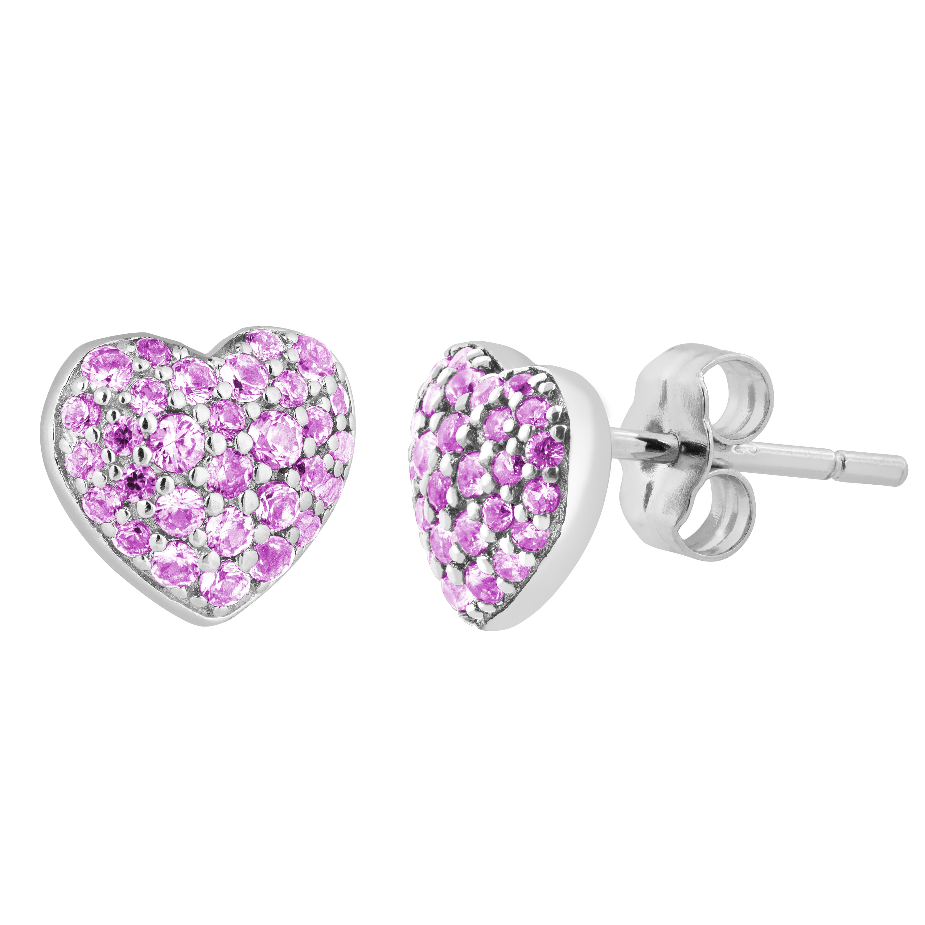 CZ Earrings, Rhodium Plated Sterling Silver
