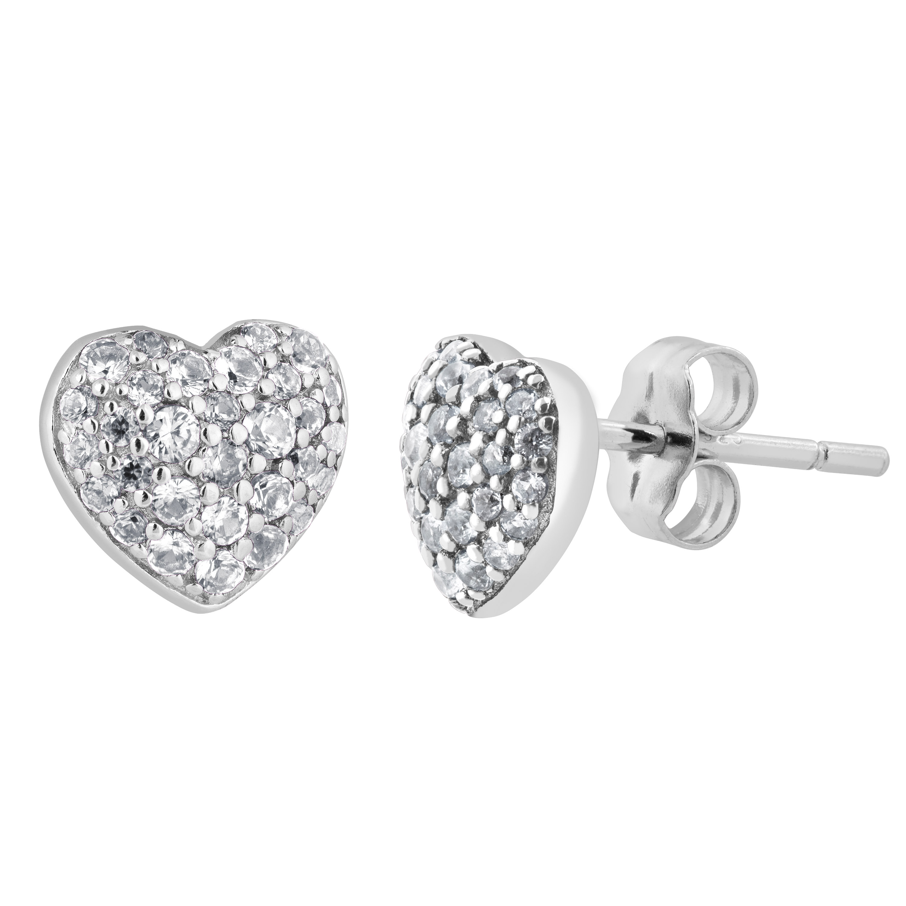 CZ Earrings, Rhodium Plated Sterling Silver