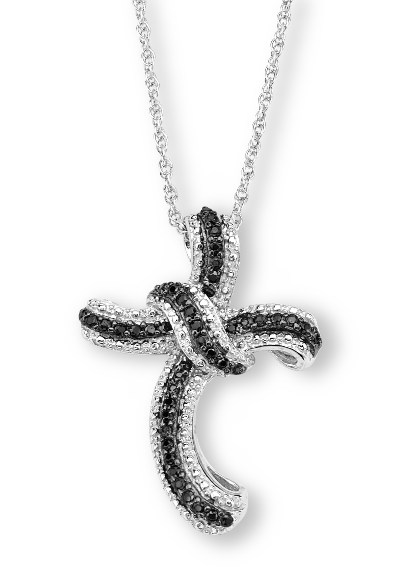 CZ Pendant Necklace, Rhodium Plated Sterling Silver