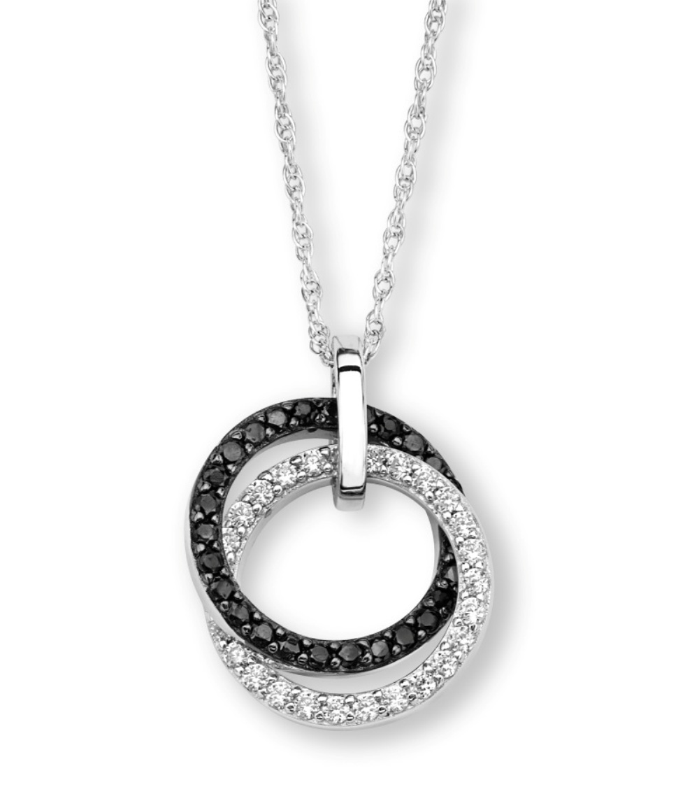 CZ Pendant Necklace, Rhodium Plated Sterling Silver