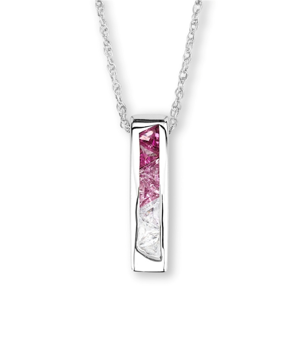 CZ Pendant Necklace, Rhodium Plated Sterling Silver