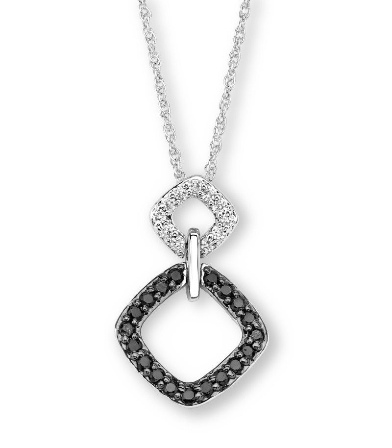 CZ Pendant Necklace, Rhodium Plated Sterling Silver