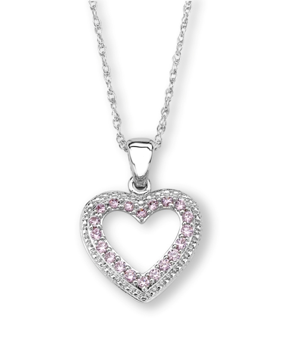 CZ Pendant Necklace, Rhodium Plated Sterling Silver