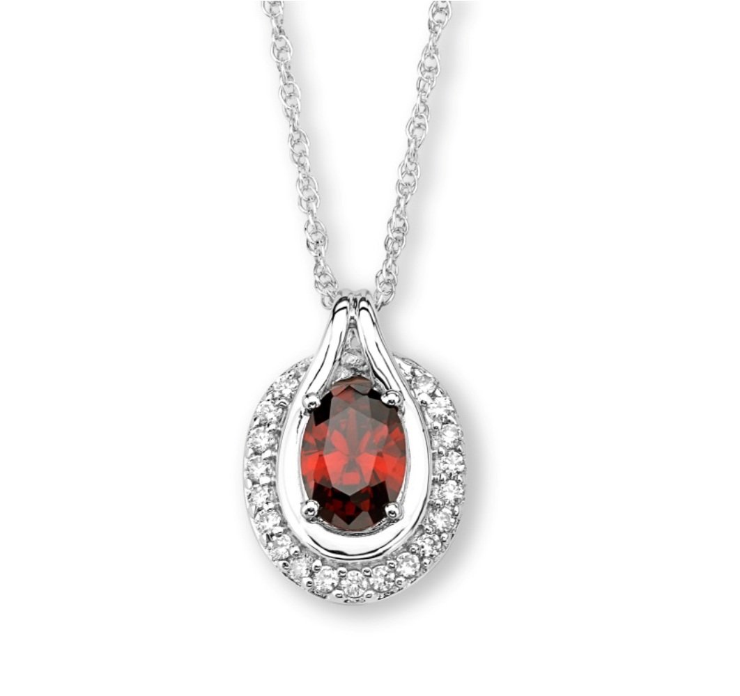 CZ Pendant Necklace, Rhodium Plated Sterling Silver