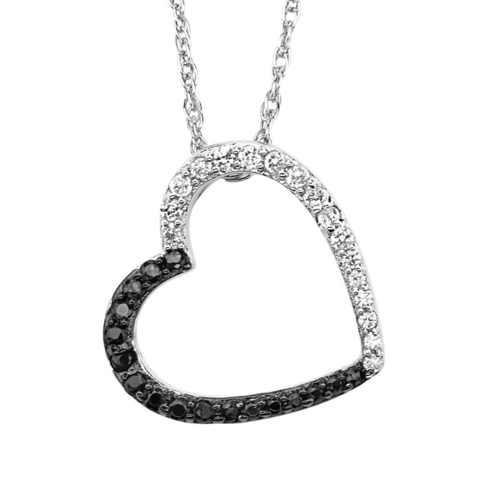 CZ Pendant Necklace, Rhodium Plated Sterling Silver