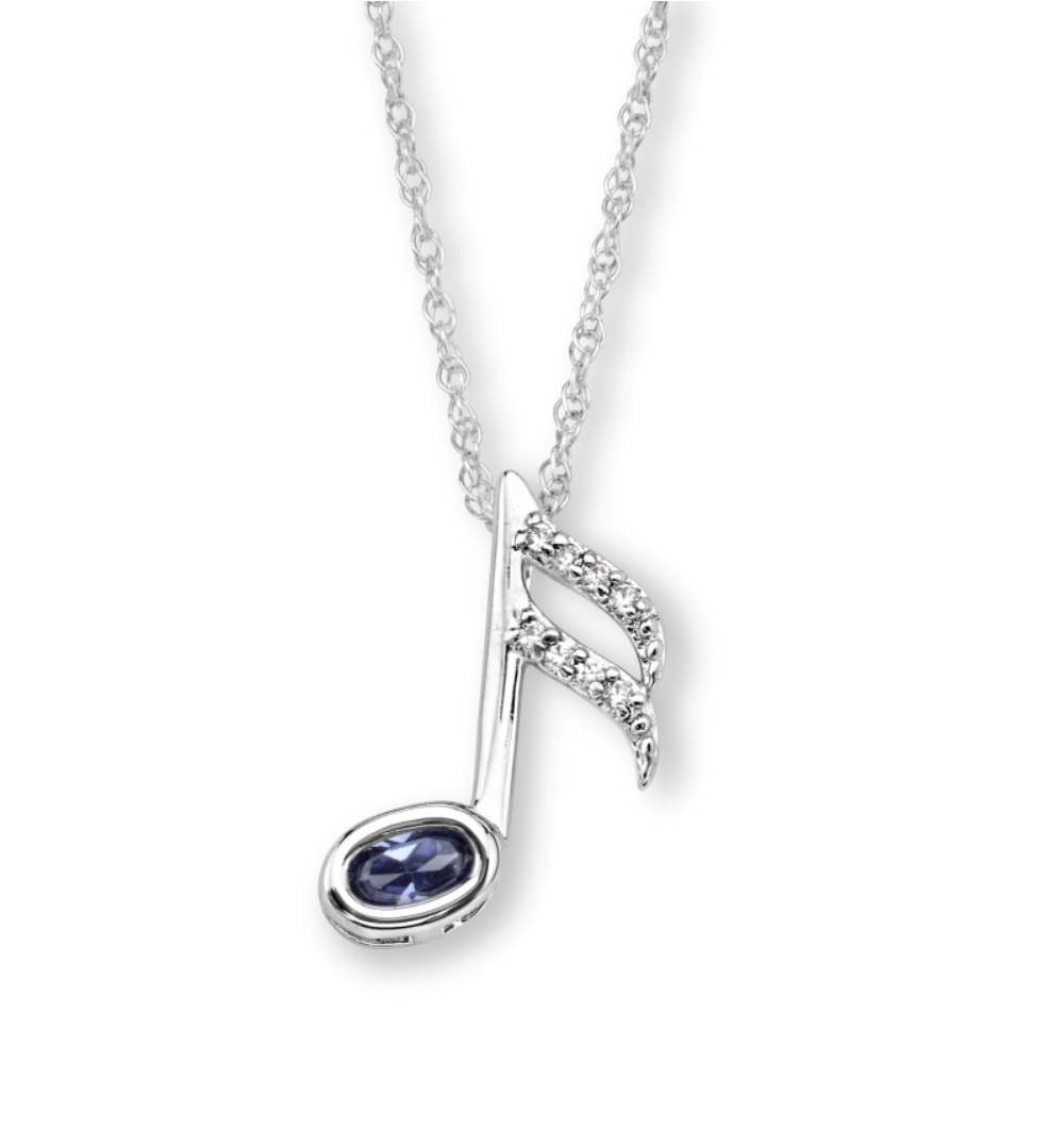 CZ Pendant Necklace, Rhodium Plated Sterling Silver