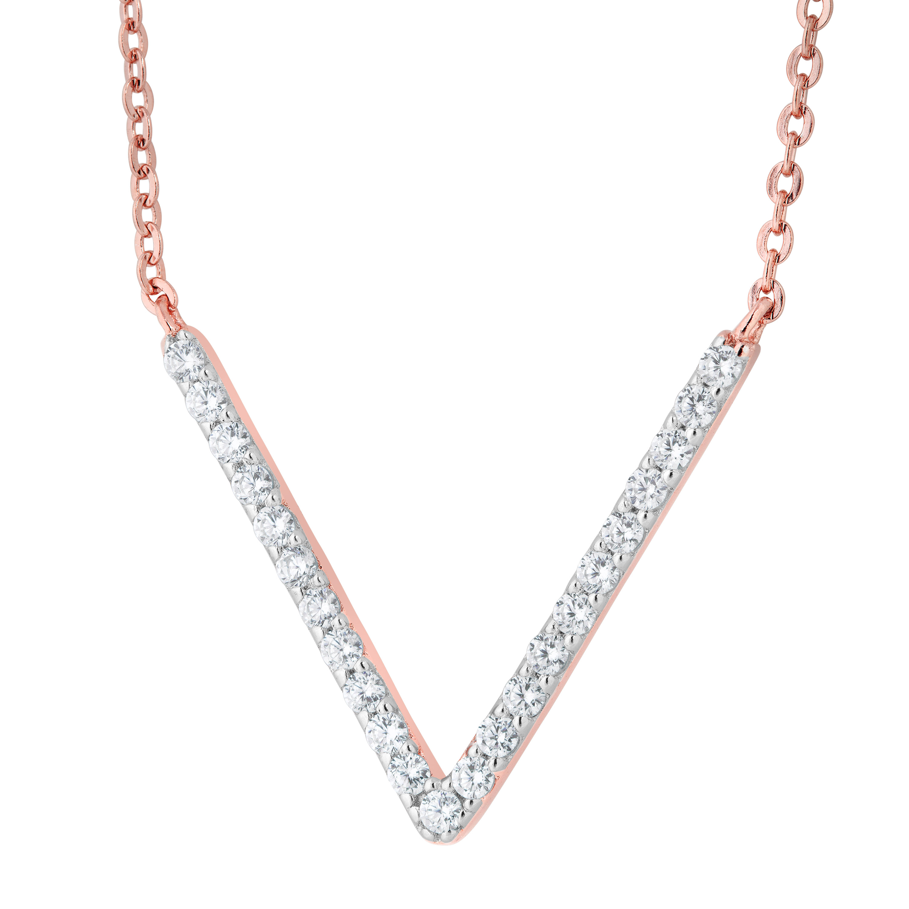 CZ Pendant Necklace, Rhodium Plated Sterling Silver