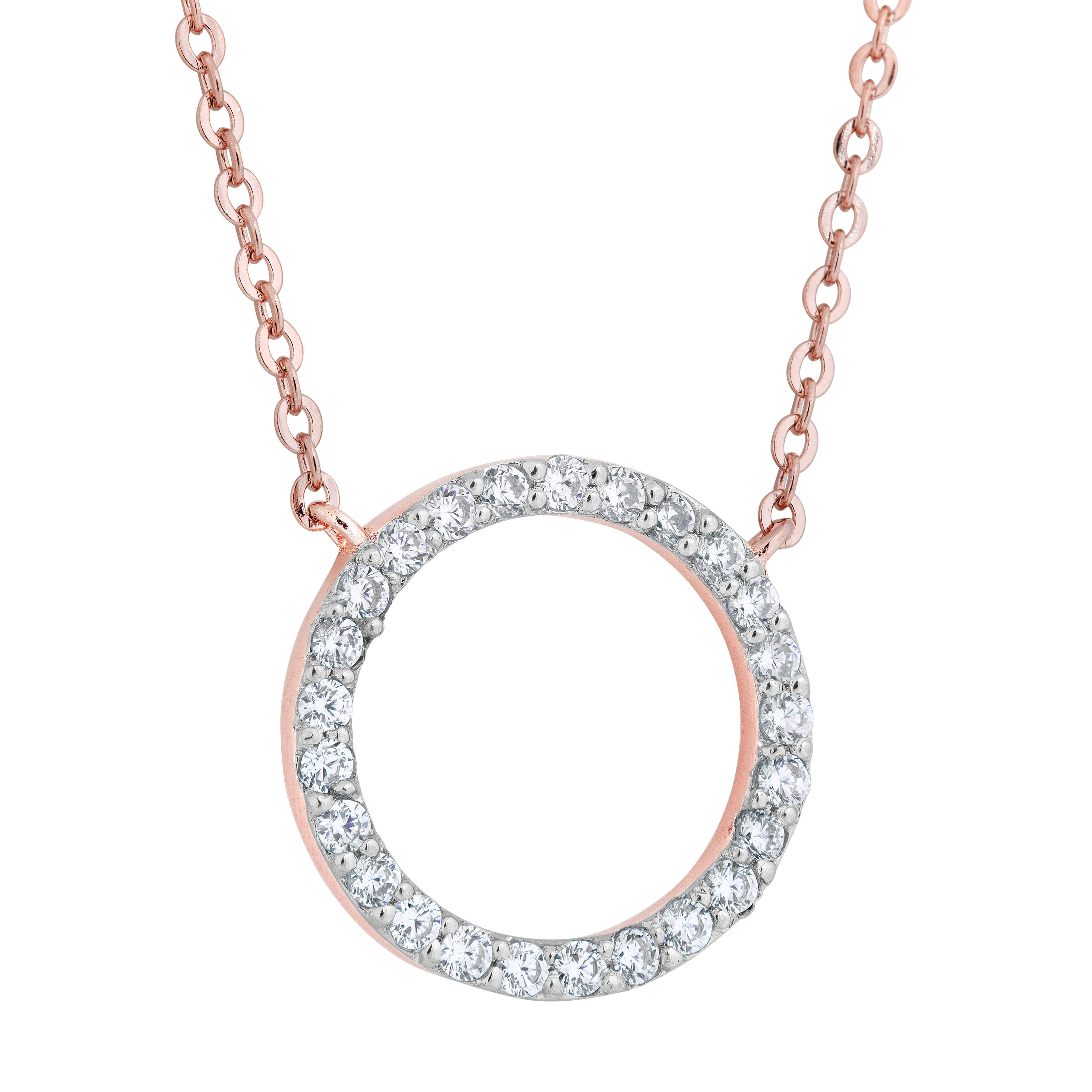 CZ Pendant Necklace, Rhodium Plated Sterling Silver