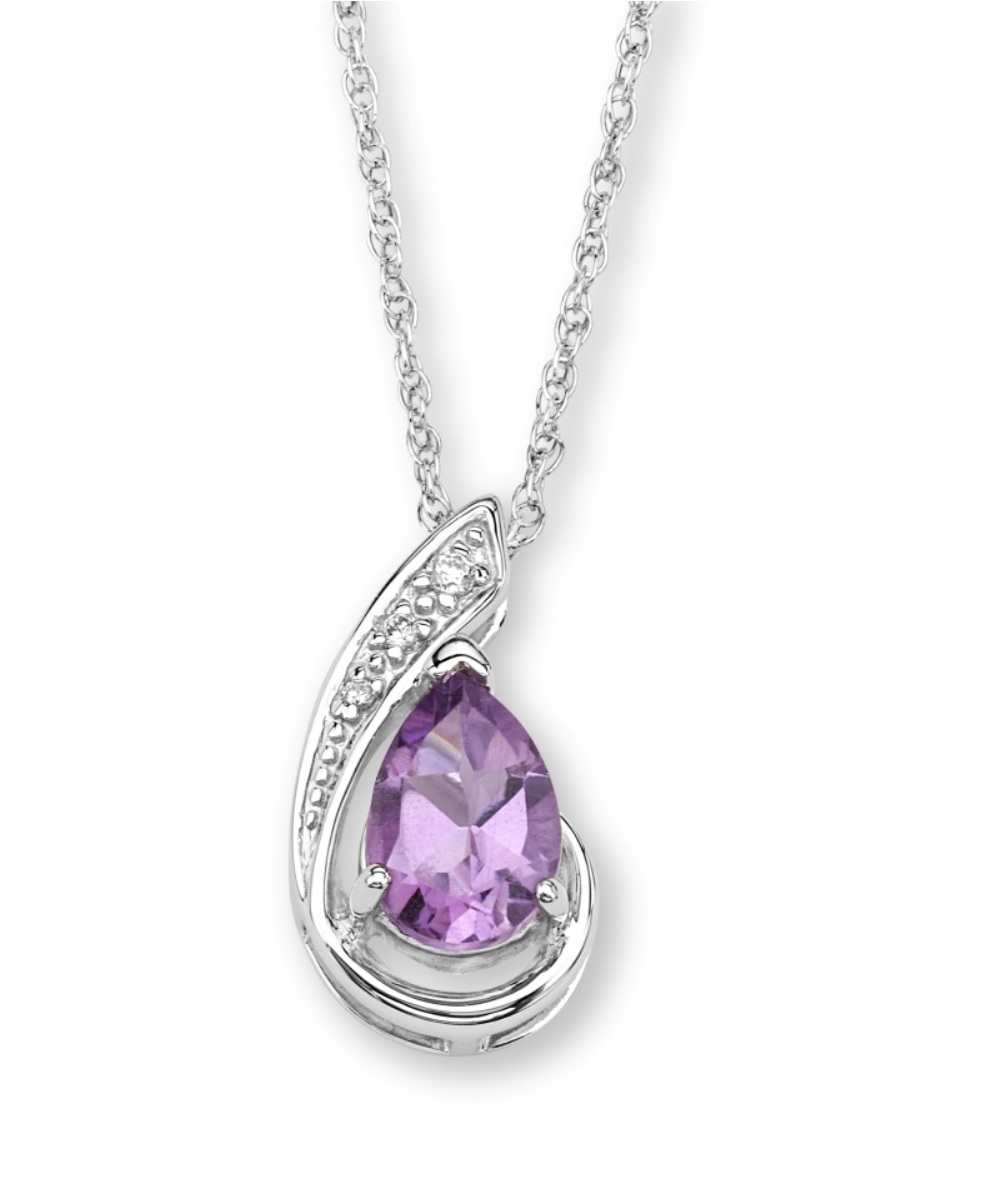 CZ Pendant Necklace, Rhodium Plated Sterling Silver