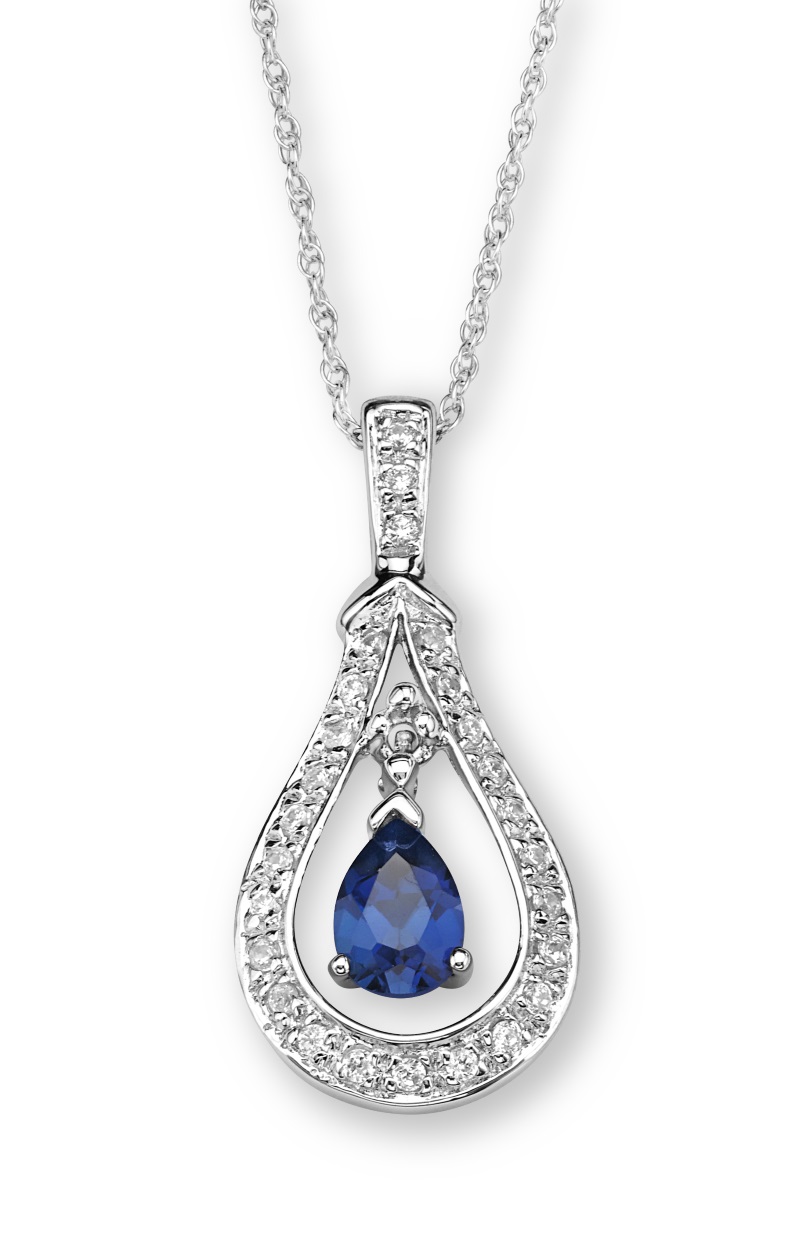 CZ Pendant Necklace, Rhodium Plated Sterling Silver