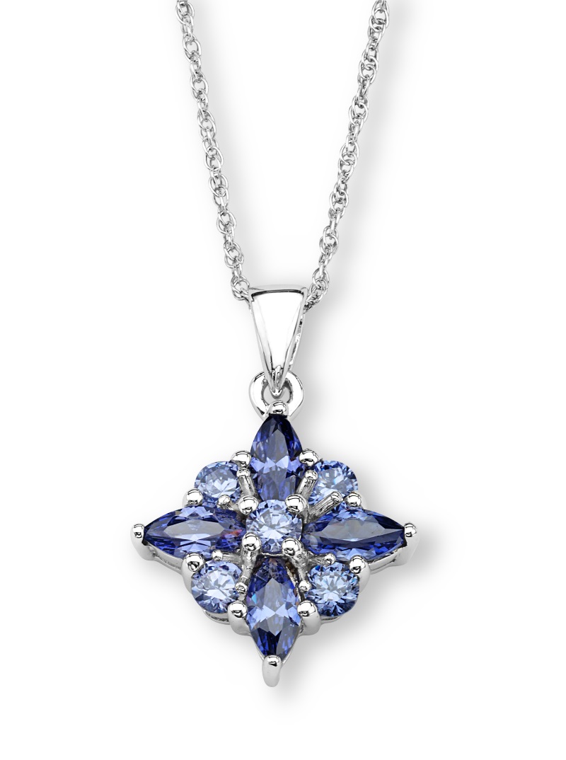 CZ Pendant Necklace, Rhodium Plated Sterling Silver