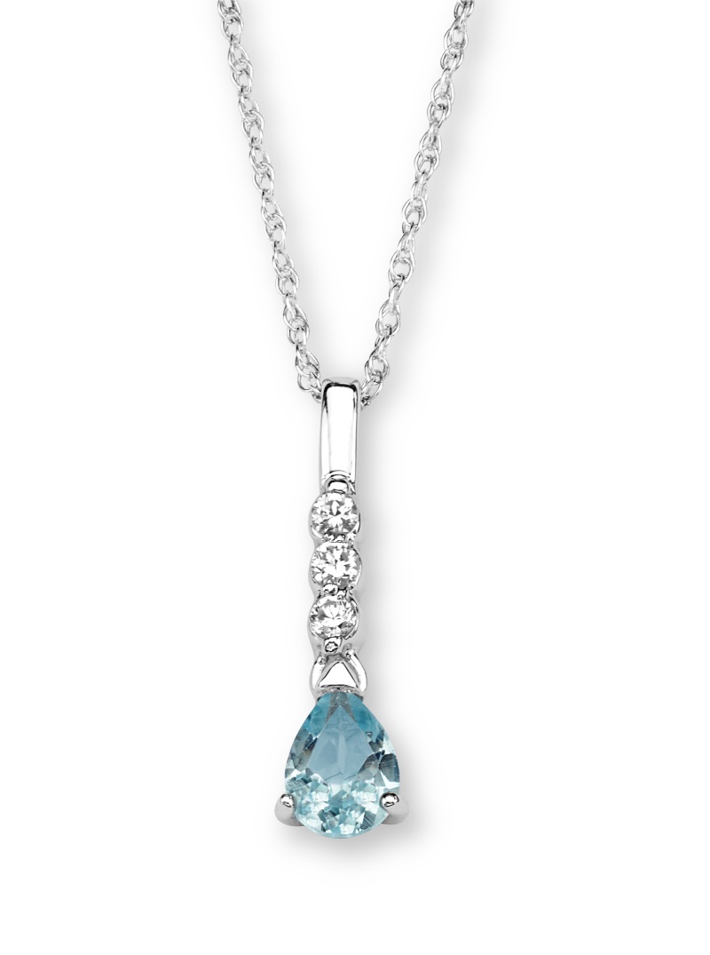 CZ Pendant Necklace, Rhodium Plated Sterling Silver