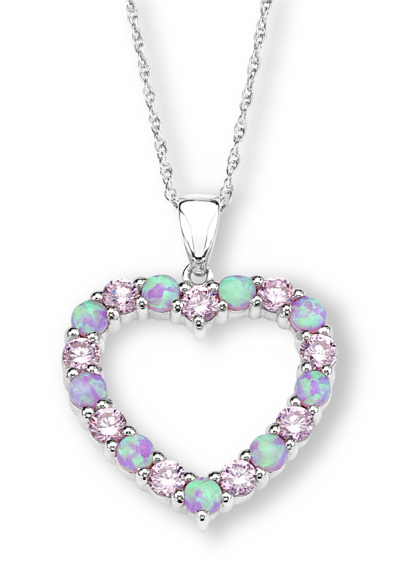 CZ Pendant Necklace, Rhodium Plated Sterling Silver