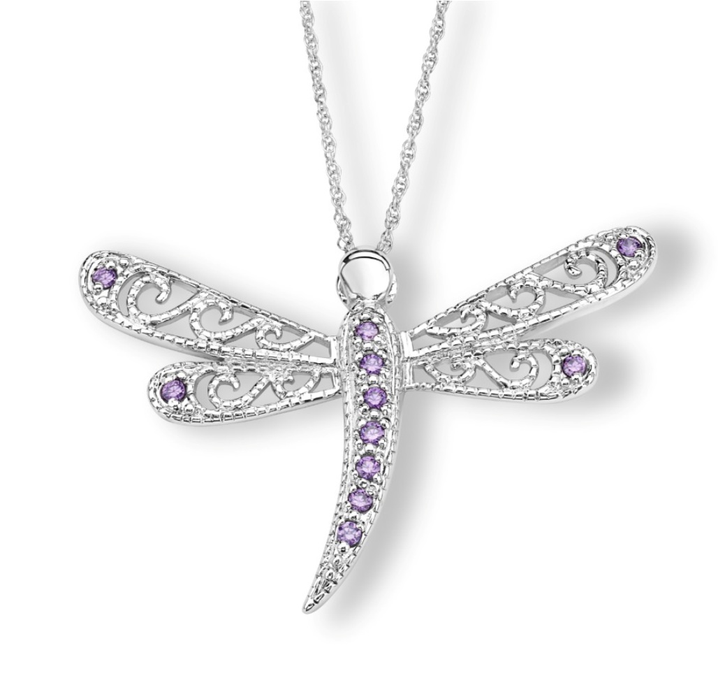 CZ Pendant Necklace, Rhodium Plated Sterling Silver