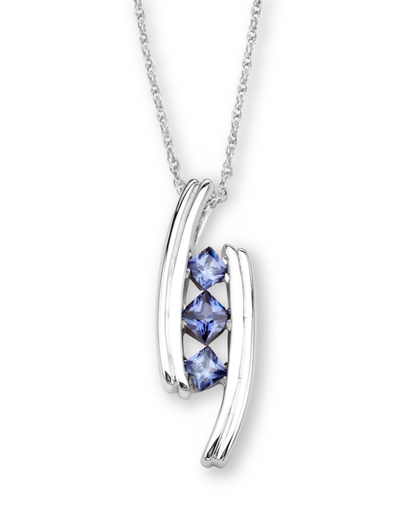 CZ Pendant Necklace, Rhodium Plated Sterling Silver