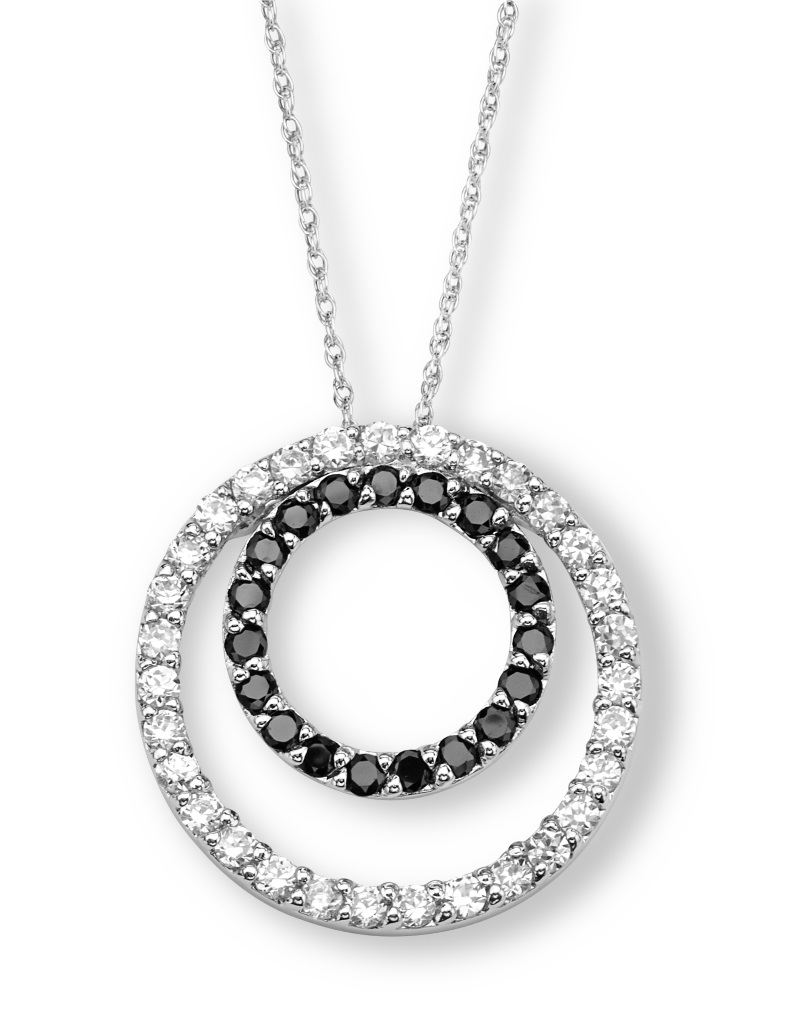 CZ Pendant Necklace, Rhodium Plated Sterling Silver