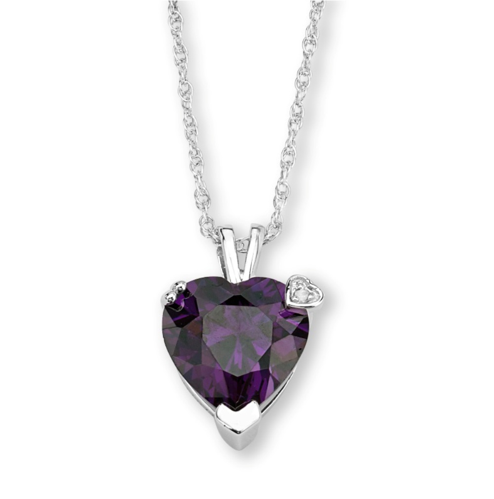 CZ Pendant Necklace, Rhodium Plated Sterling Silver