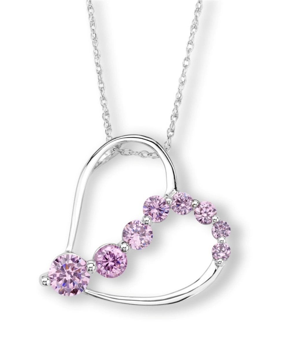 CZ Pendant Necklace, Rhodium Plated Sterling Silver