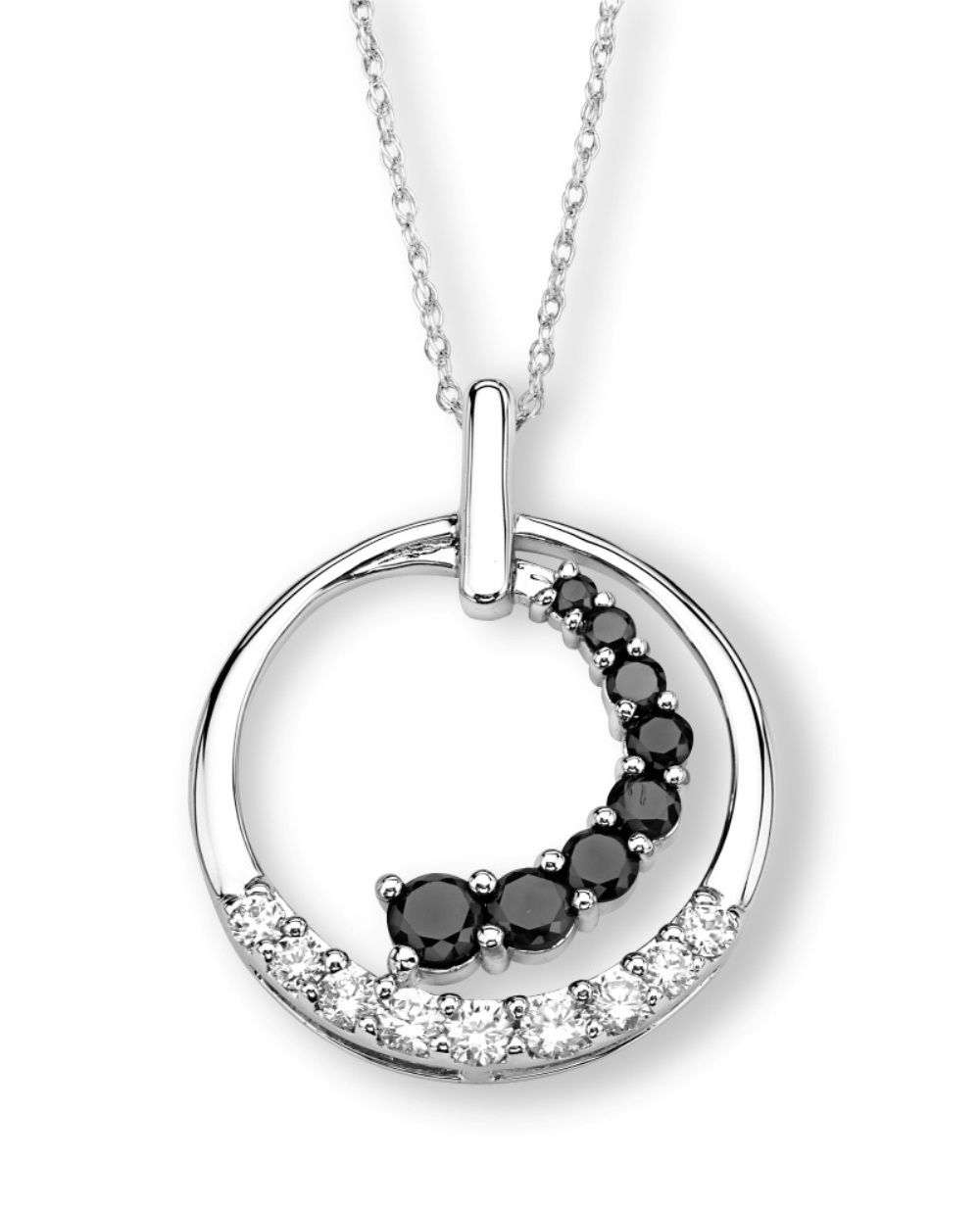 CZ Pendant Necklace, Rhodium Plated Sterling Silver