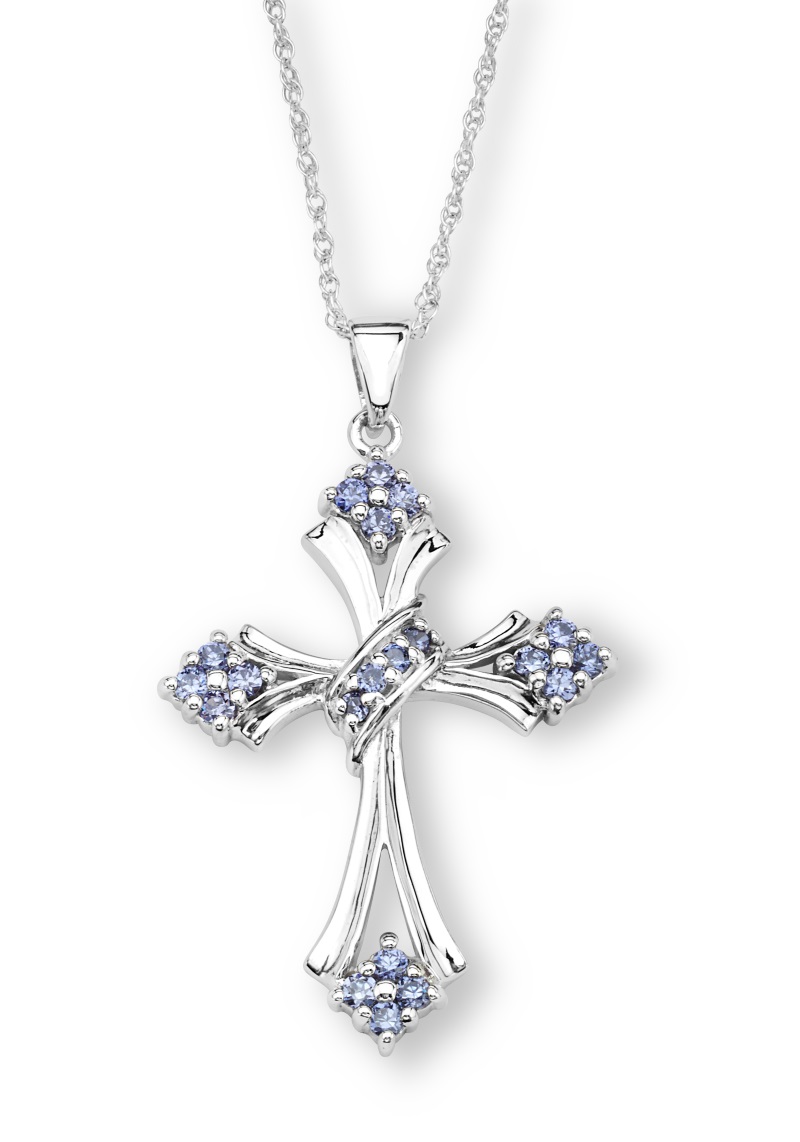 CZ Pendant Necklace, Rhodium Plated Sterling Silver