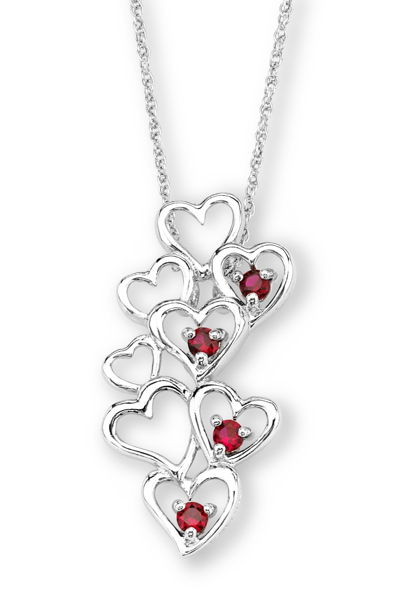 CZ Pendant Necklace, Rhodium Plated Sterling Silver