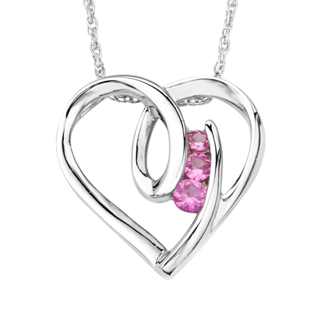 CZ Pendant Necklace, Rhodium Plated Sterling Silver