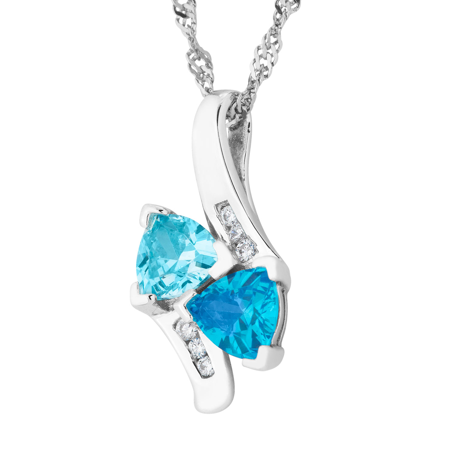 CZ Pendant Necklace, Rhodium Plated Sterling Silver