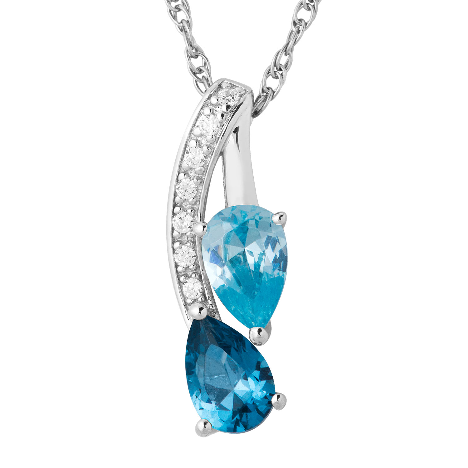 CZ Pendant Necklace, Rhodium Plated Sterling Silver