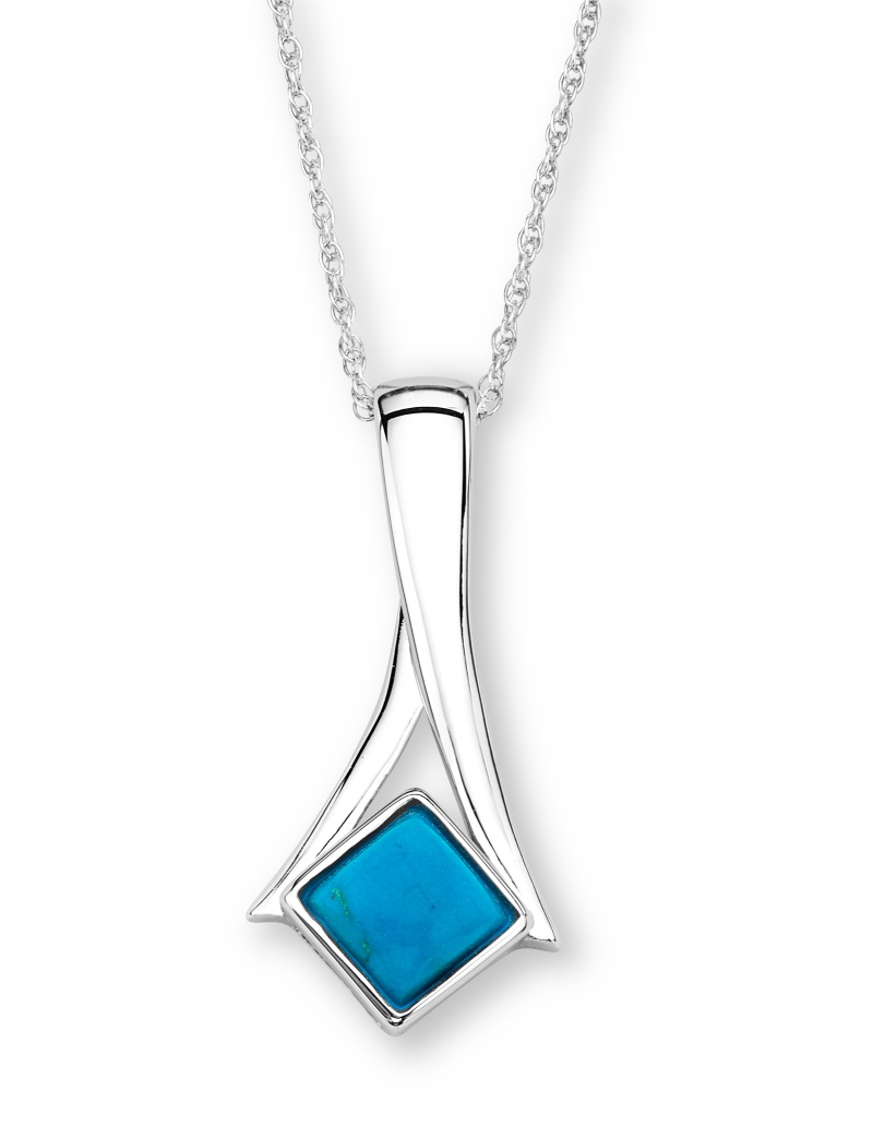 CZ Pendant Necklace, Rhodium Plated Sterling Silver