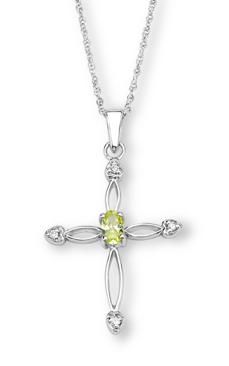 CZ Pendant Necklace, Rhodium Plated Sterling Silver