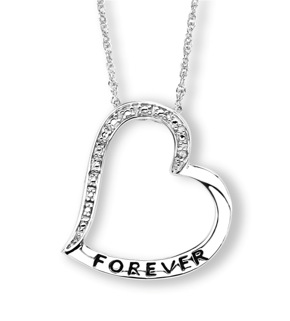 CZ Pendant Necklace, Rhodium Plated Sterling Silver