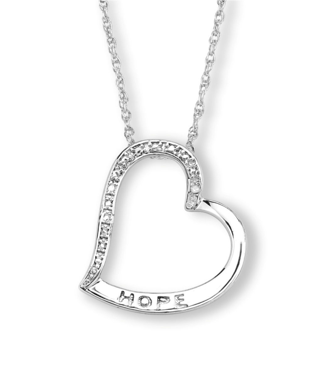 CZ Pendant Necklace, Rhodium Plated Sterling Silver