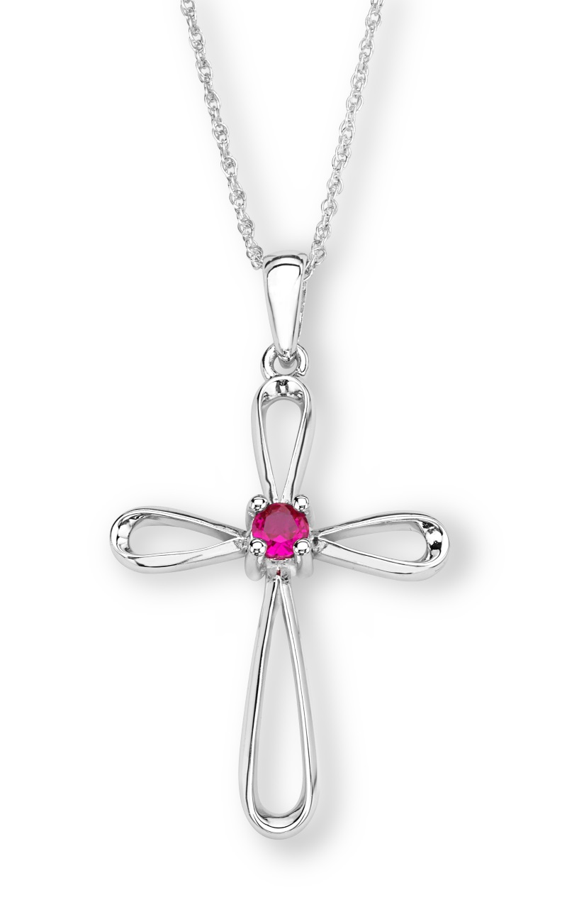 CZ Pendant Necklace, Rhodium Plated Sterling Silver