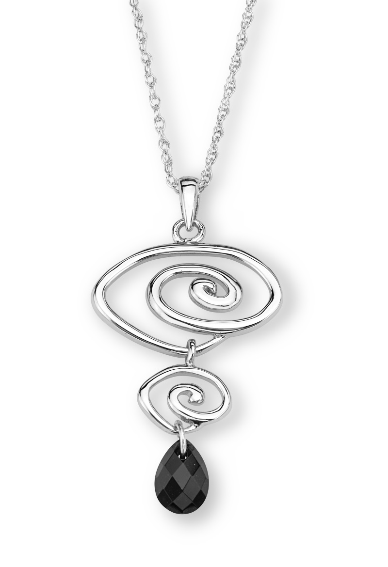 CZ Pendant Necklace, Rhodium Plated Sterling Silver