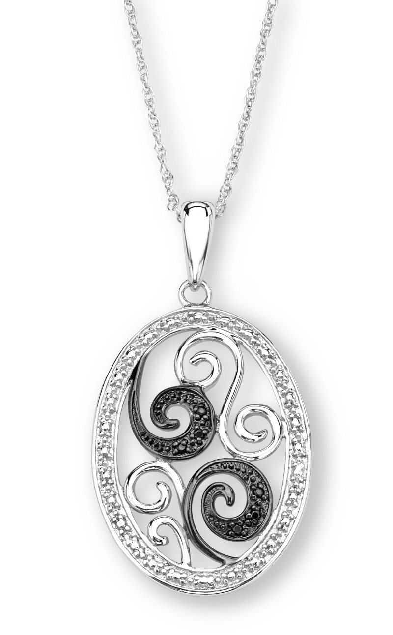 CZ Pendant Necklace, Rhodium Plated Sterling Silver