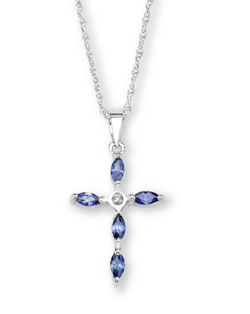 CZ Pendant Necklace, Rhodium Plated Sterling Silver