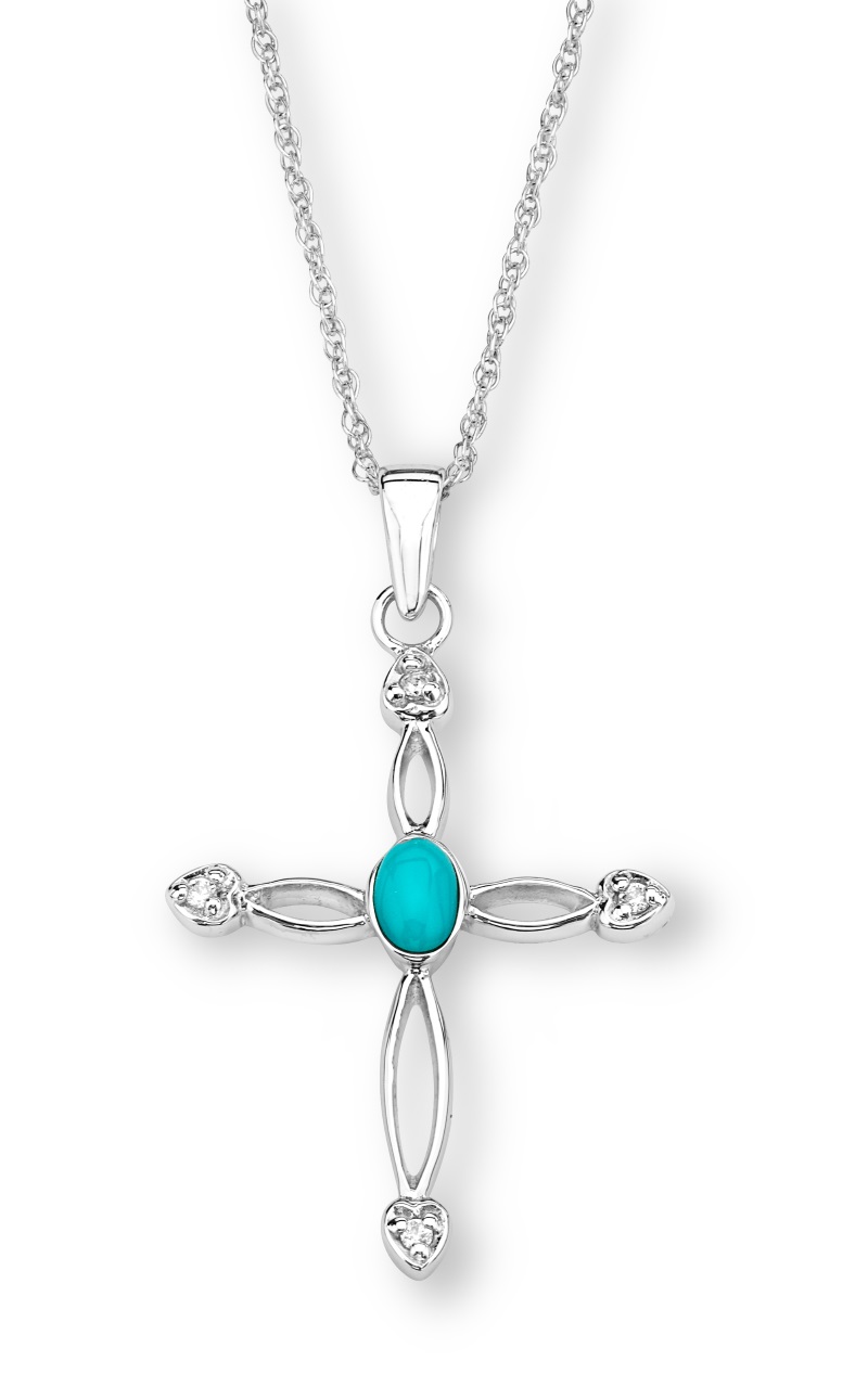 CZ Pendant Necklace, Rhodium Plated Sterling Silver