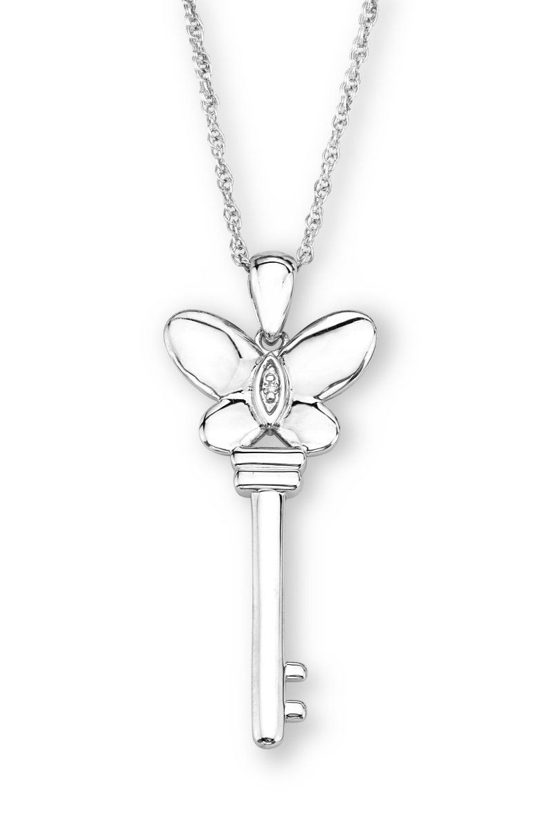 CZ Pendant Necklace, Rhodium Plated Sterling Silver