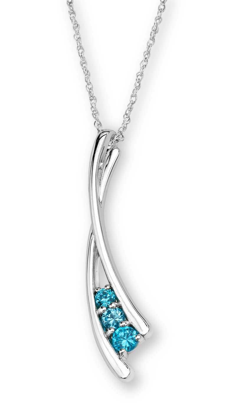 CZ Pendant Necklace, Rhodium Plated Sterling Silver