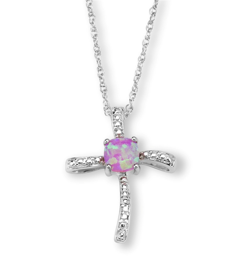 CZ Pendant Necklace, Rhodium Plated Sterling Silver