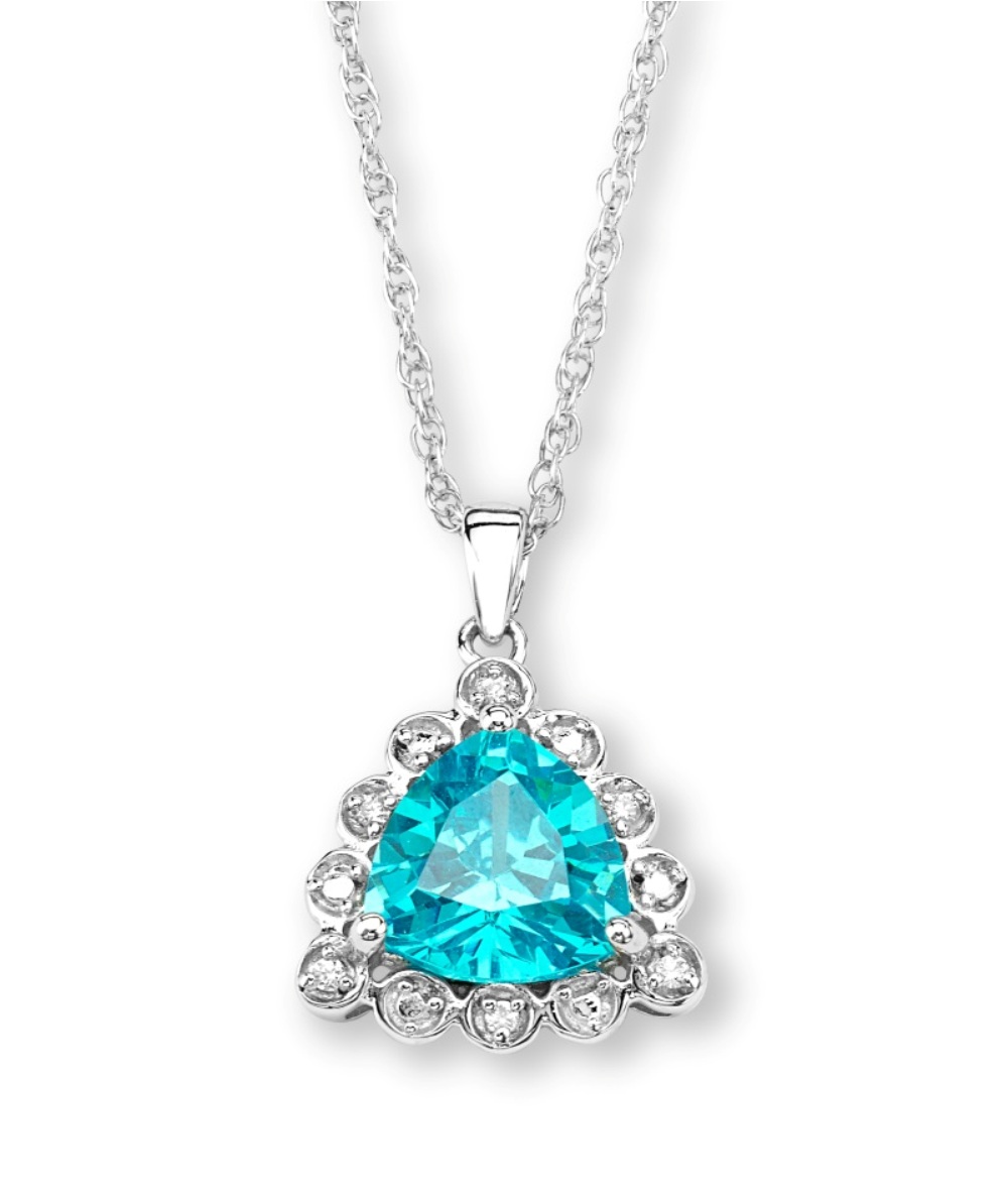 CZ Pendant Necklace, Rhodium Plated Sterling Silver